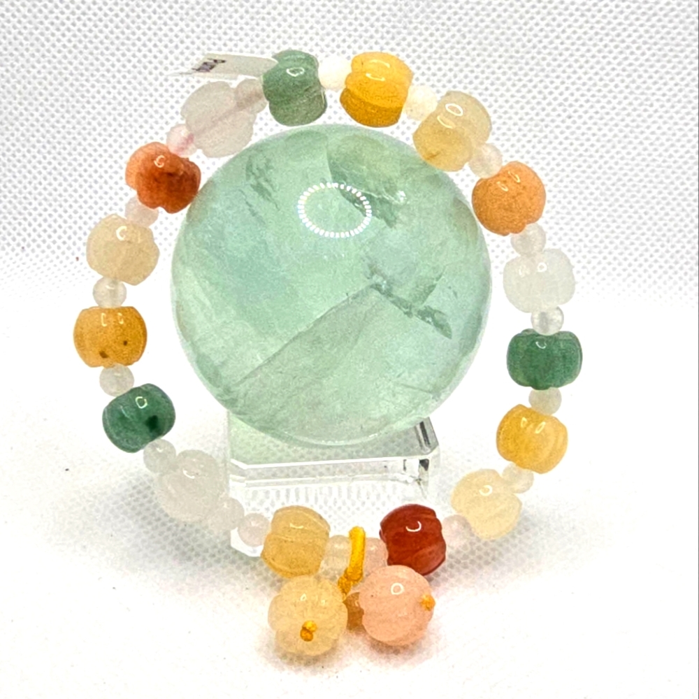 Pumpkin Rainbow Jade Bracelet